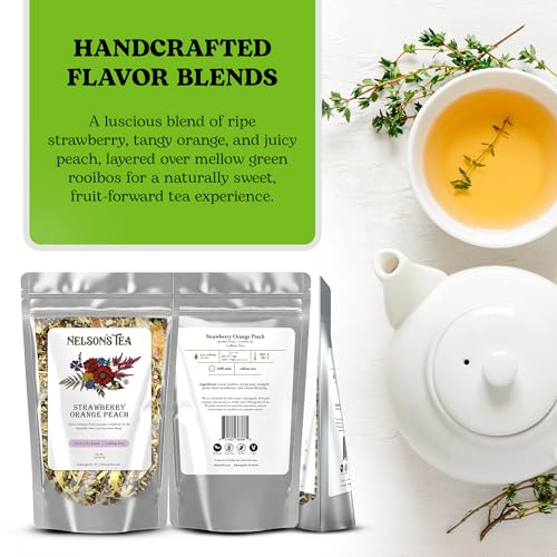 Nelson's Tea Strawberry Orange Peach Rooibos Fruit Herbal Loose Leaf Tea