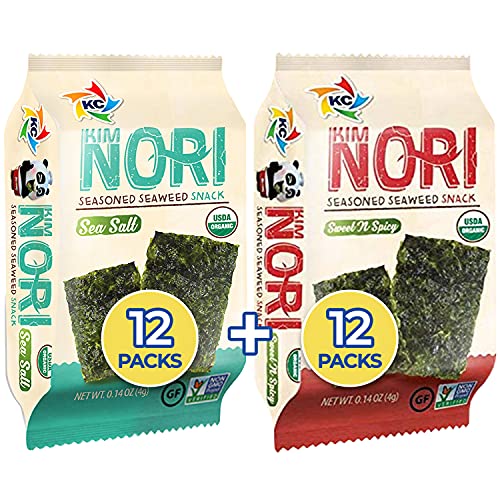 Organic Seasoned Seaweed Snack Sheets Roasted Crispy 4g 24 Pack