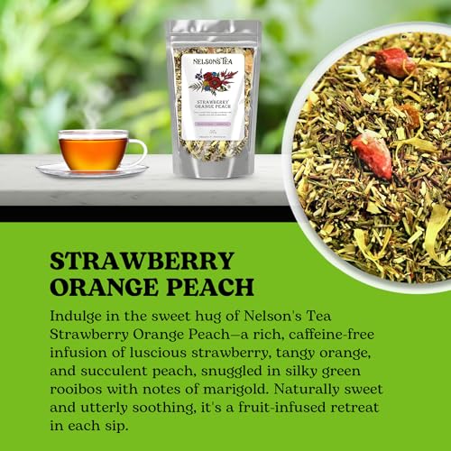 Nelson's Tea Strawberry Orange Peach Rooibos Fruit Herbal Loose Leaf Tea