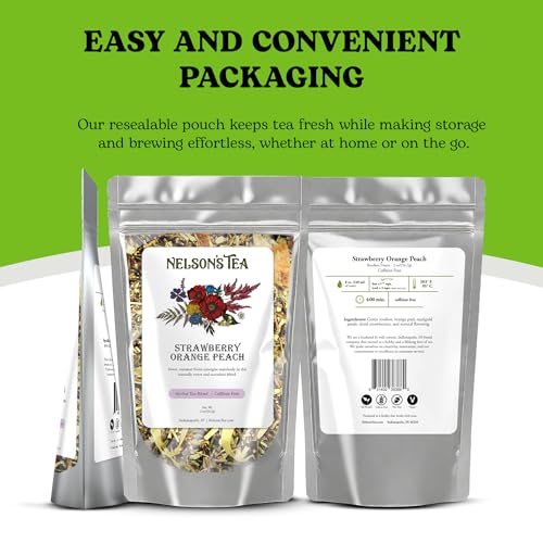 Nelson's Tea Strawberry Orange Peach Rooibos Fruit Herbal Loose Leaf Tea