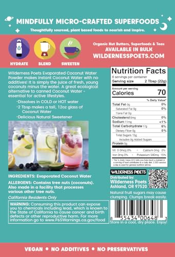 100% Coconut Water Powder Instant Drink Mix 4 oz