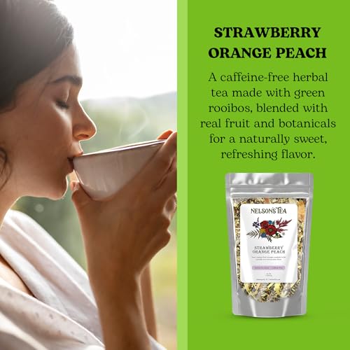 Nelson's Tea Strawberry Orange Peach Rooibos Fruit Herbal Loose Leaf Tea