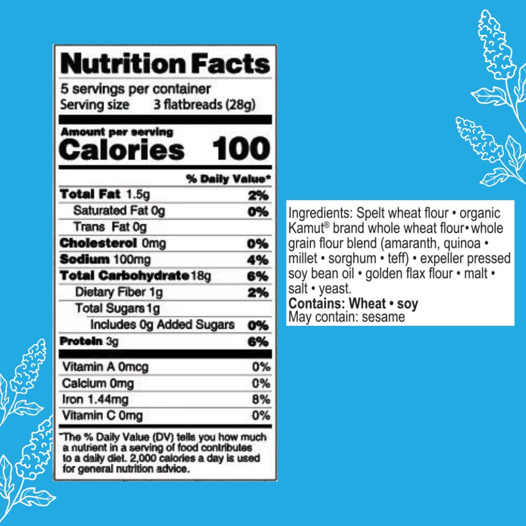 Whole Grain Flatbread Crackers Low Carb Vegan 4.5 oz