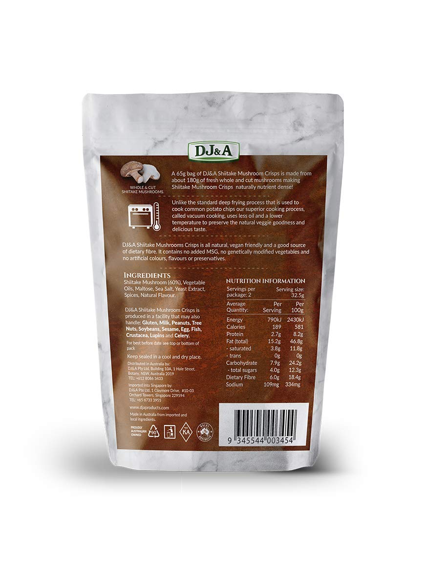 Shiitake Mushroom Vegetable Crisps Vegan Non GMO 65g Pack of 9