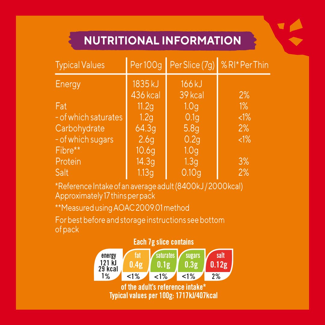 Ryvita Multi Seed Thins 125g - Pack of 6