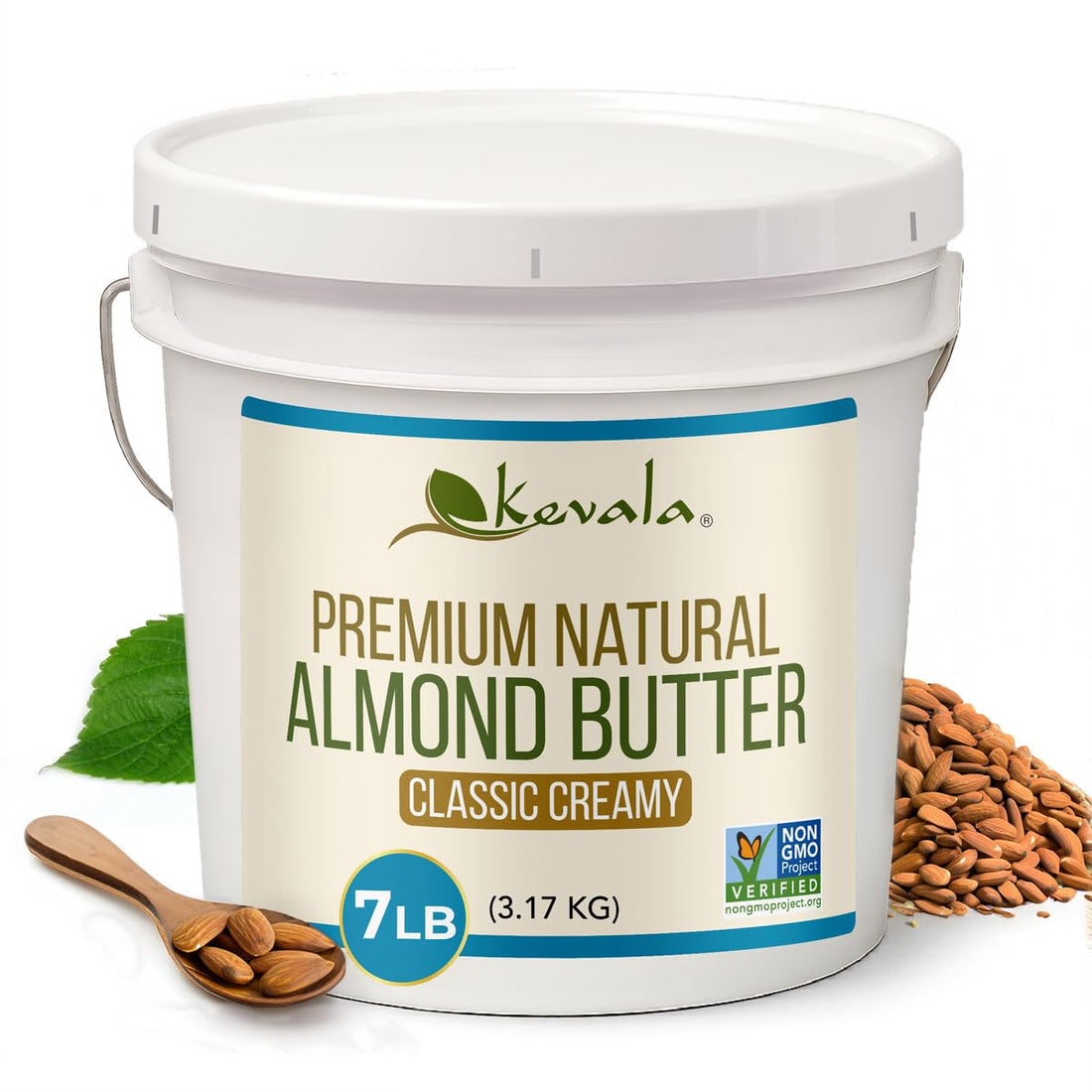 Kevala Almond Butter Creamy - 7 lb Bucket, Gluten Free, No Preservatives