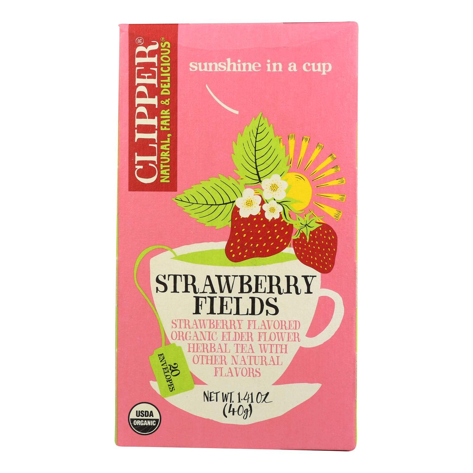 Organic Strawberry Fields Tea Bags 20 Count Case of 6