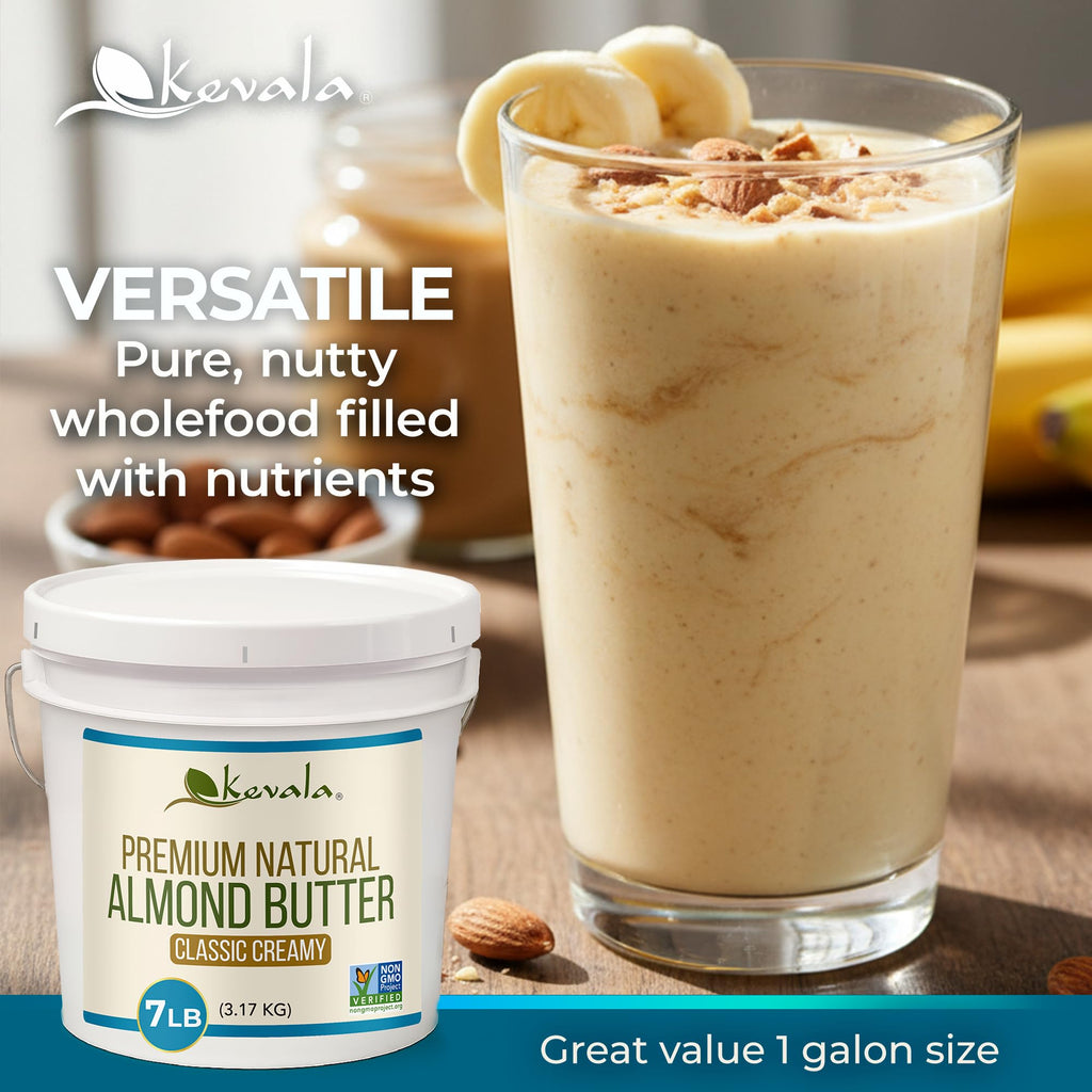 Kevala Almond Butter Creamy - 7 lb Bucket, Gluten Free, No Preservatives