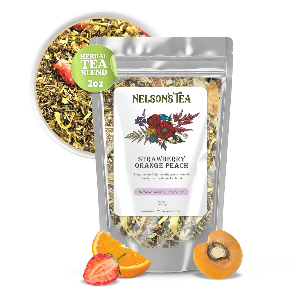 Nelson's Tea Strawberry Orange Peach Rooibos Fruit Herbal Loose Leaf Tea