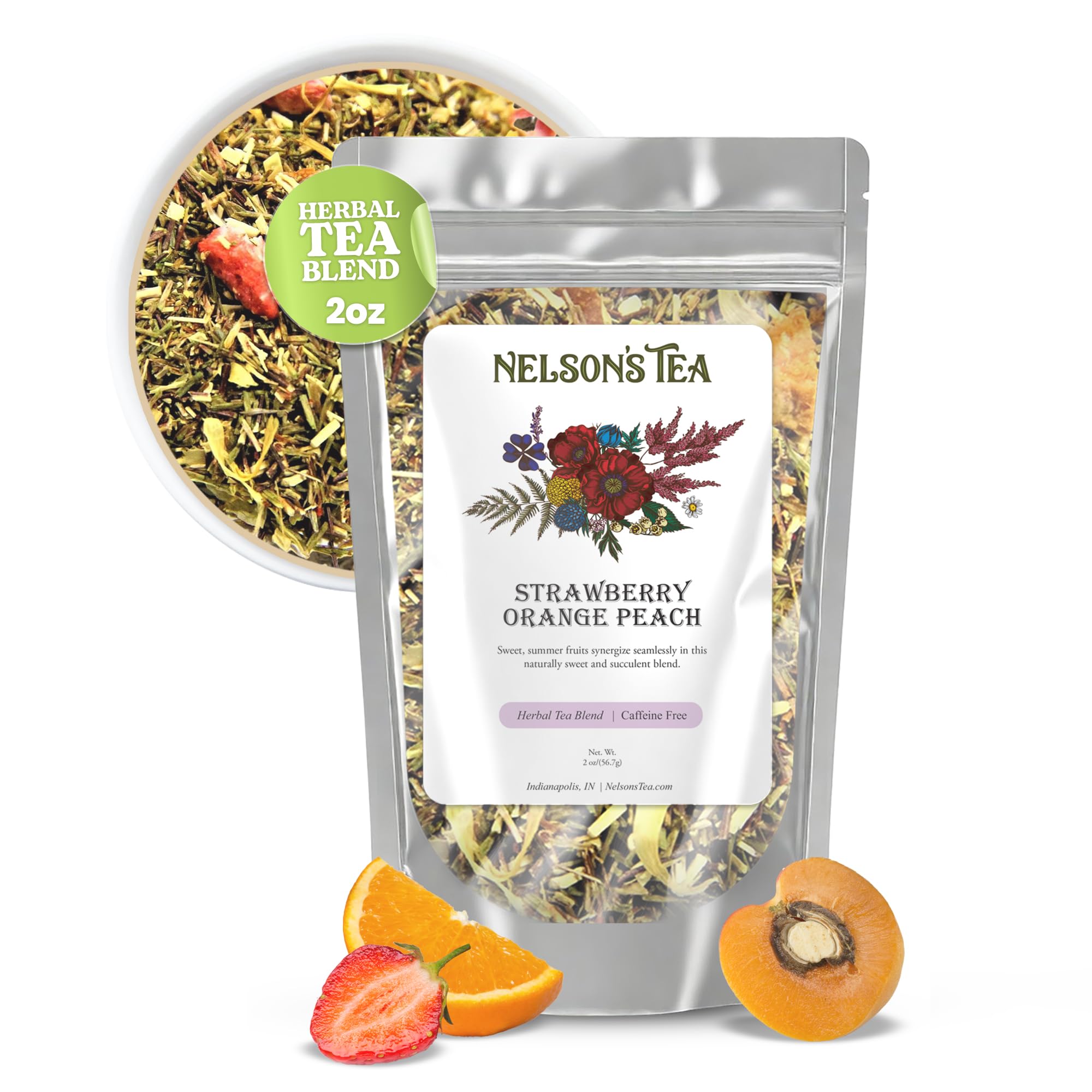 Nelson's Tea Strawberry Orange Peach Rooibos Fruit Herbal Loose Leaf Tea