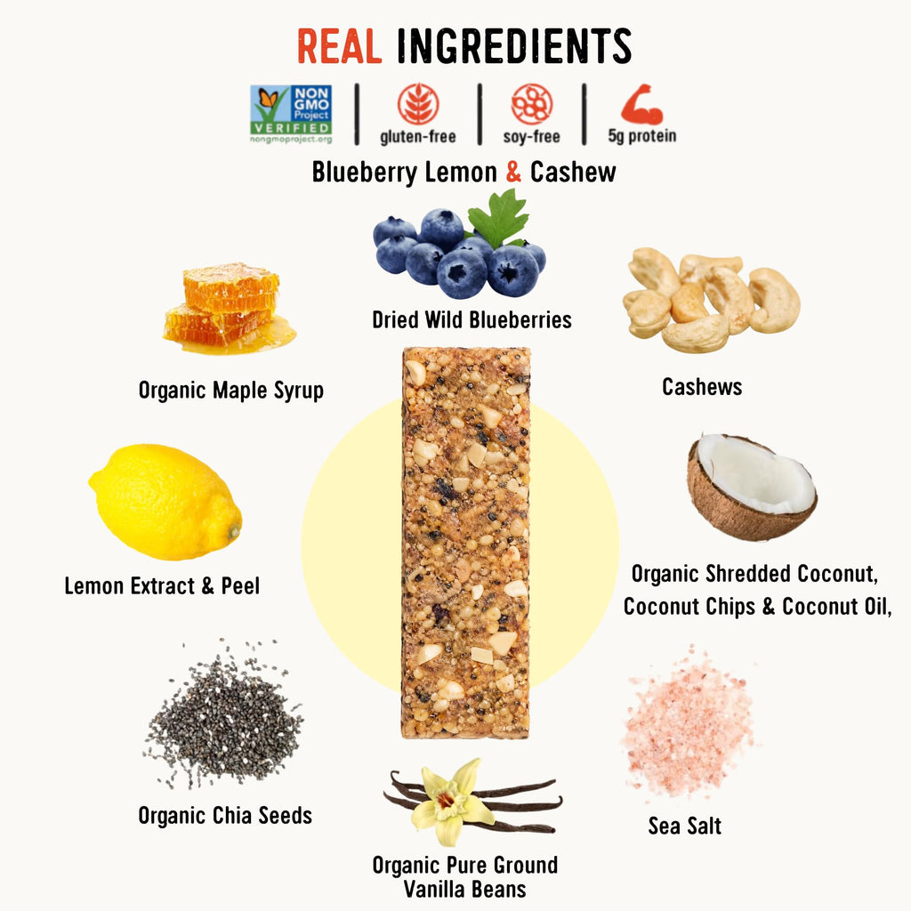 Protein & Fiber Granola Snack Bars Gluten Free Non GMO Trail Mix Bars