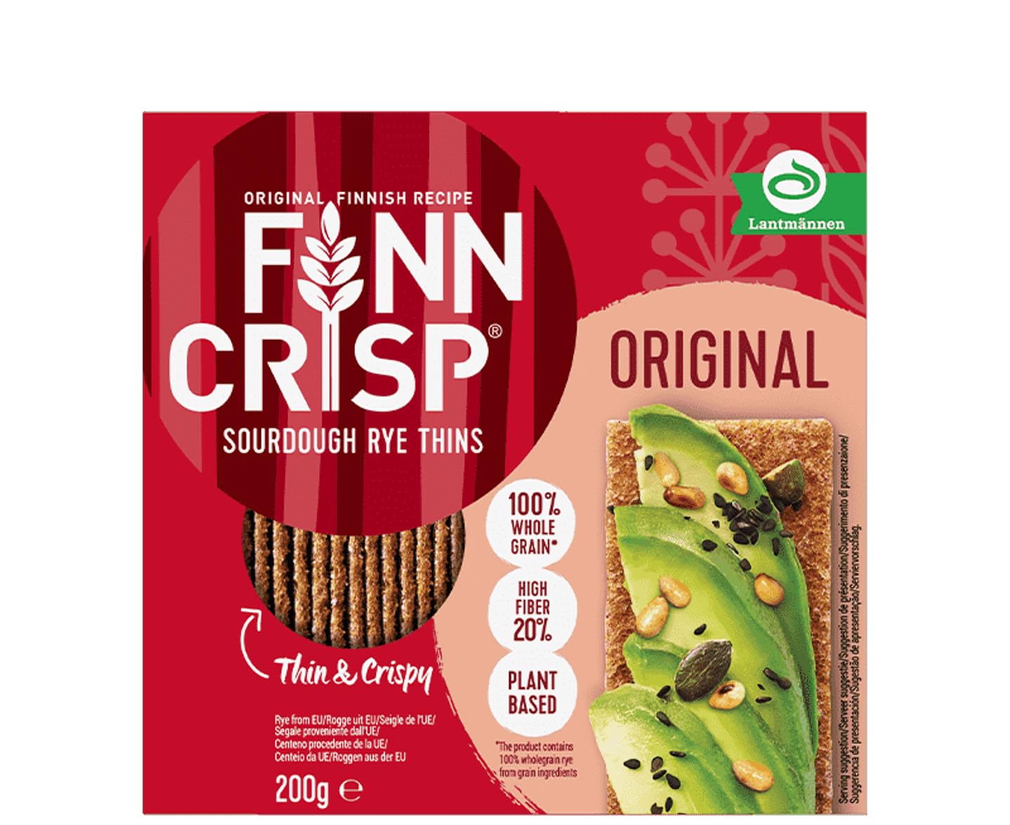 Finn Crisp Sourdough Rye Thins, Original Crispbread, 7 Ounce Boxes