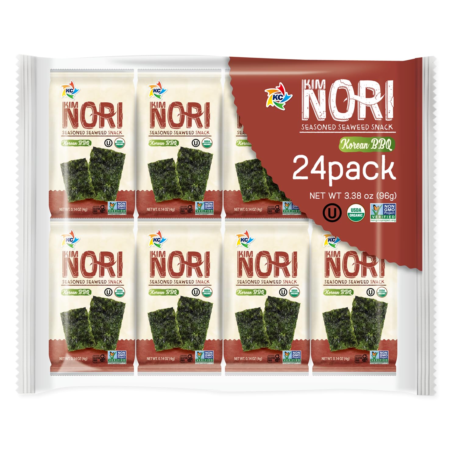 Organic Seasoned Seaweed Snack Sheets Roasted Crispy 4g 24 Pack