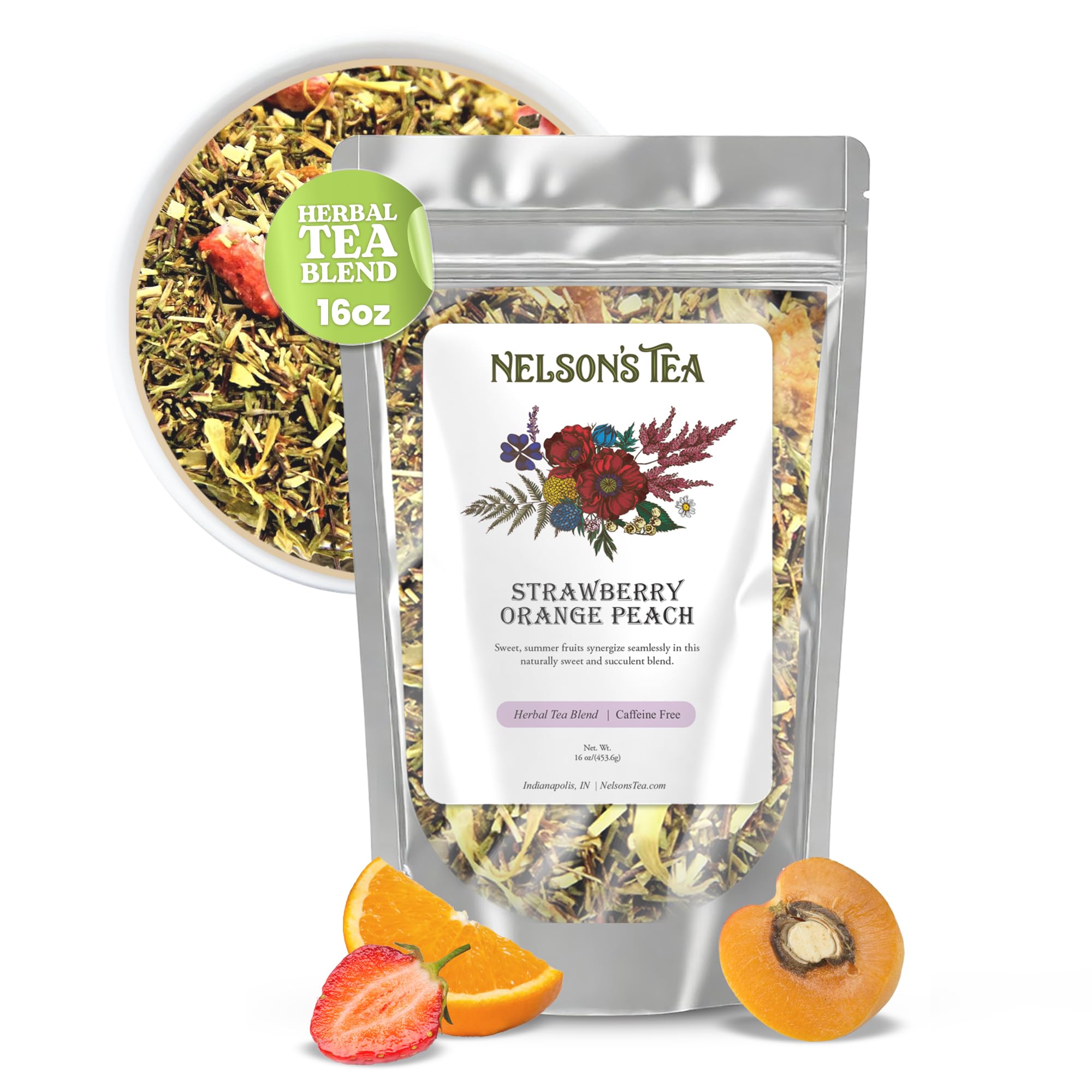 Nelson's Tea Strawberry Orange Peach Rooibos Fruit Herbal Loose Leaf Tea