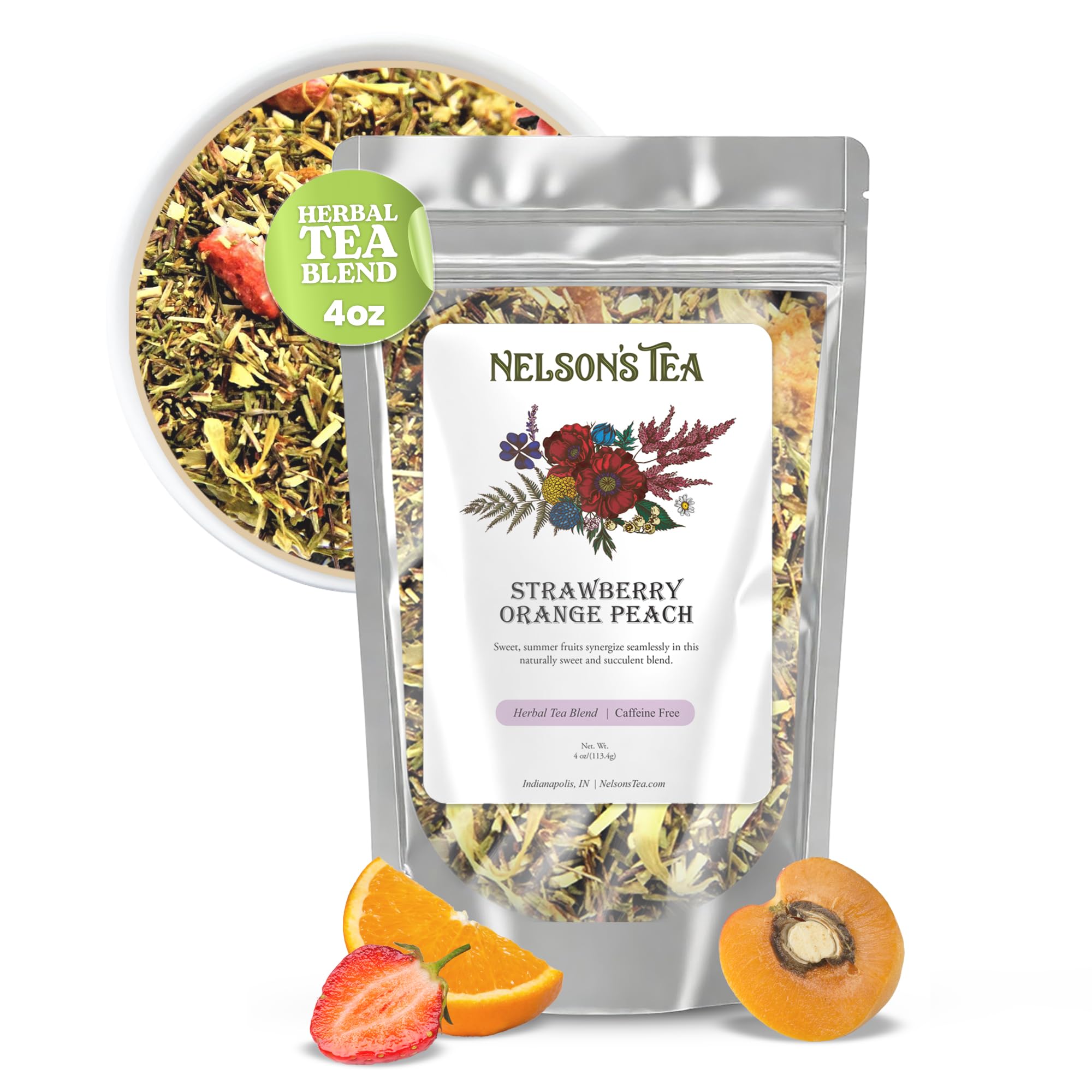 Nelson's Tea Strawberry Orange Peach Rooibos Fruit Herbal Loose Leaf Tea