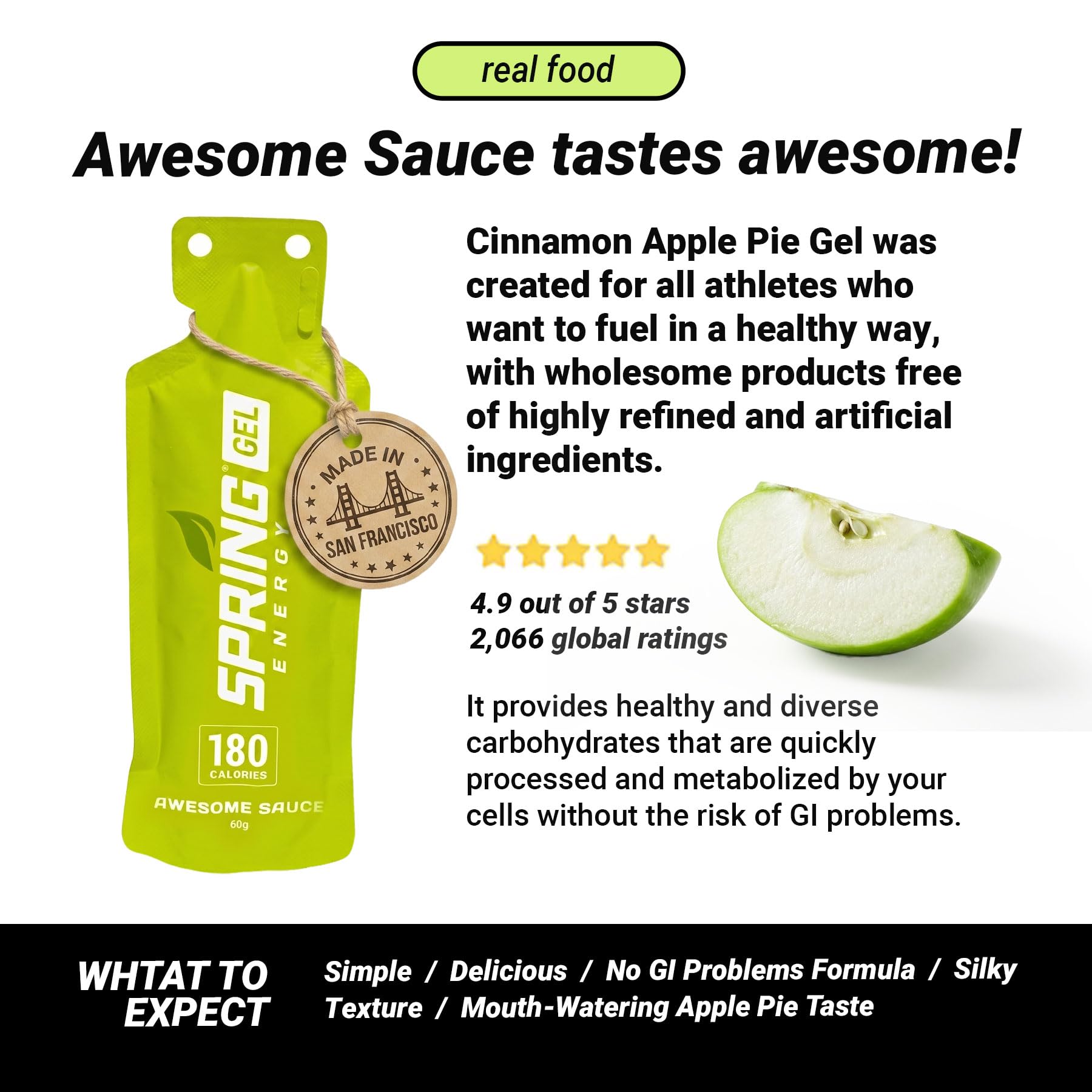 Real Food Energy Gel Vegan GI Friendly Multiple Flavors Pack Sizes