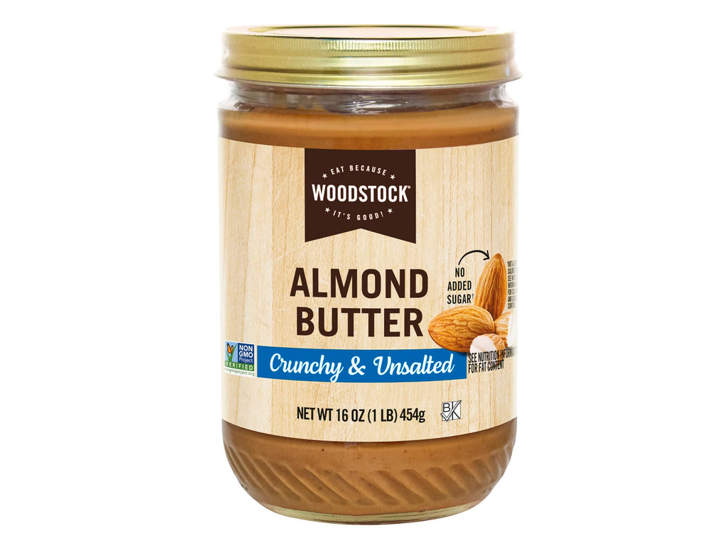 Woodstock Crunchy Almond Butter, Unsalted, 16oz (Pack of 12)