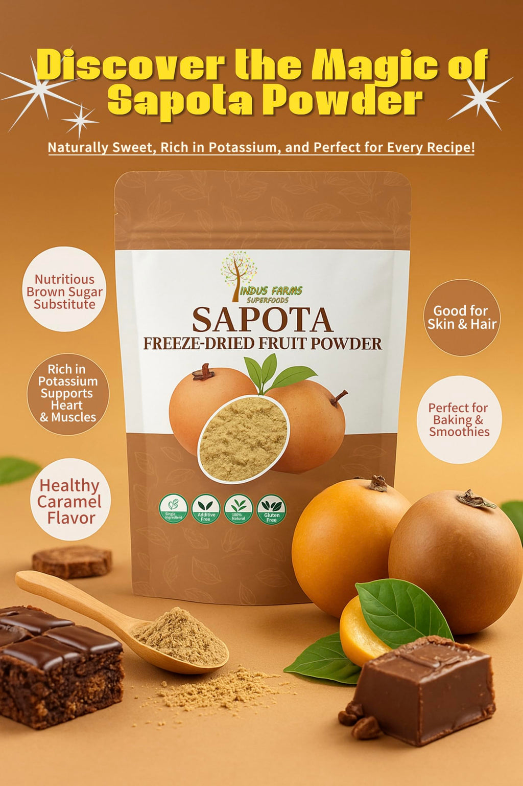 Freeze Dried Sapota Fruit Powder Natural No Sugar Added 5 lb