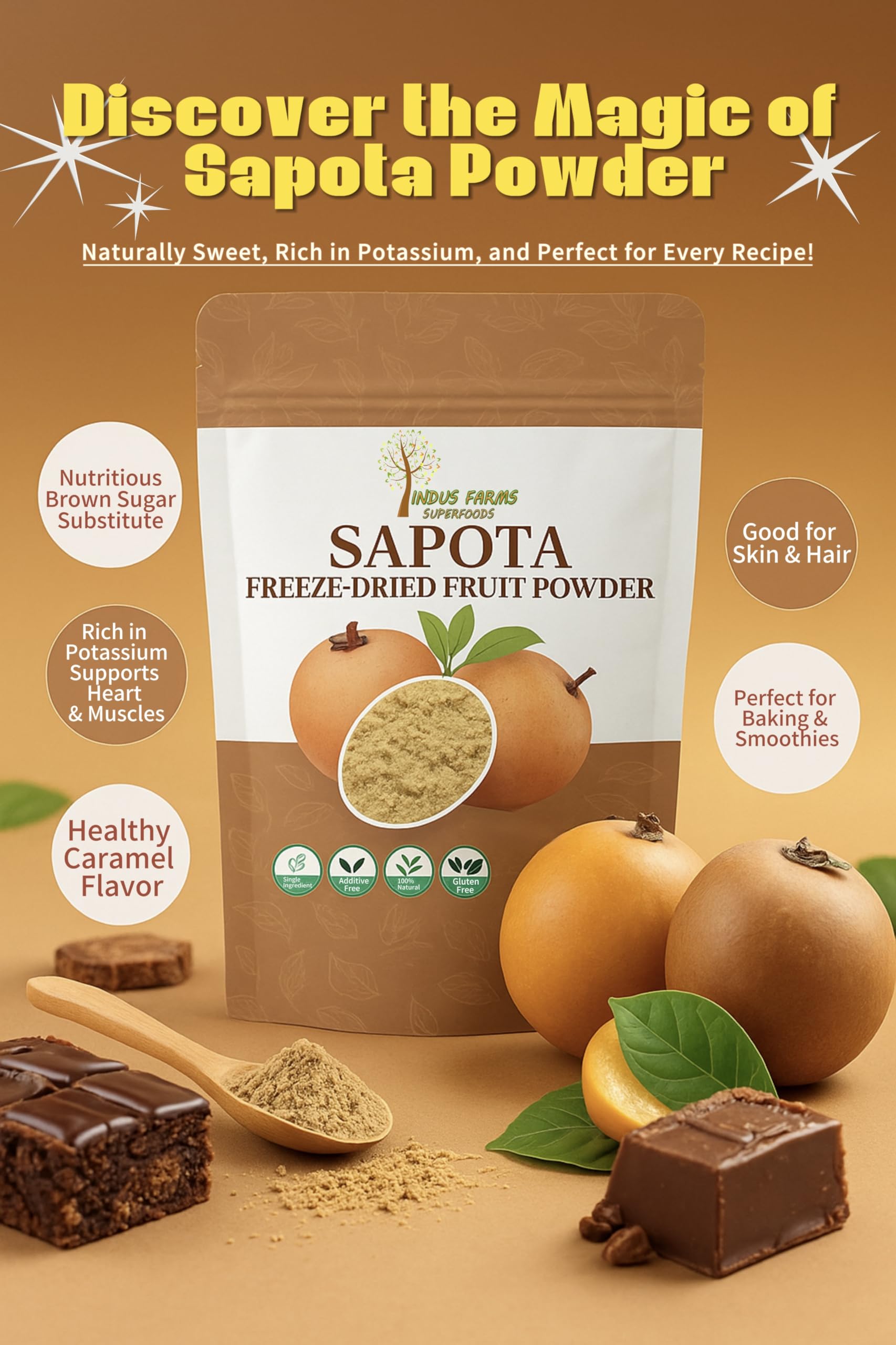Freeze Dried Sapota Fruit Powder Natural No Sugar Added 5 lb