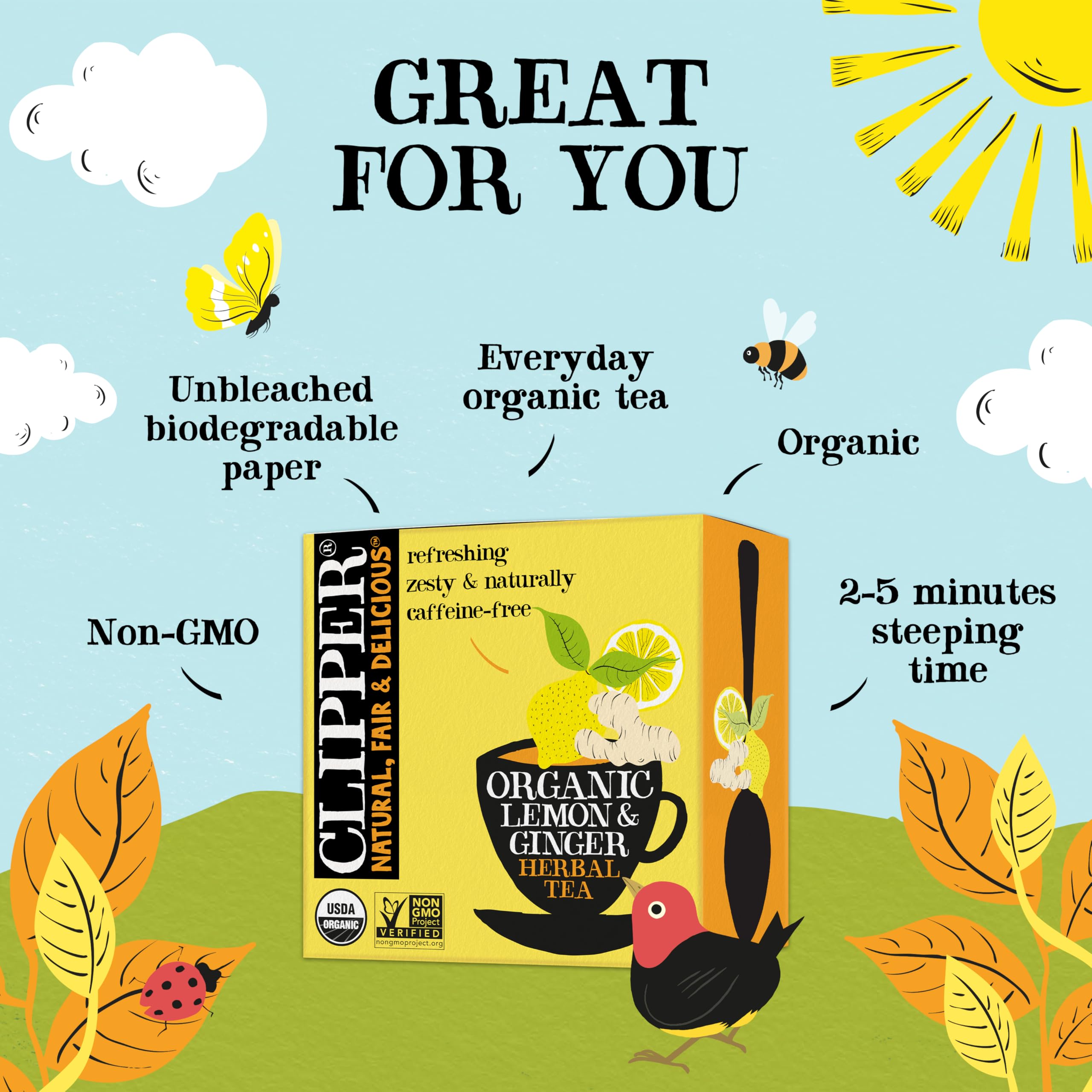 Clipper Organic Lemon & Ginger Herbal Tea, 50 Tea Bags
