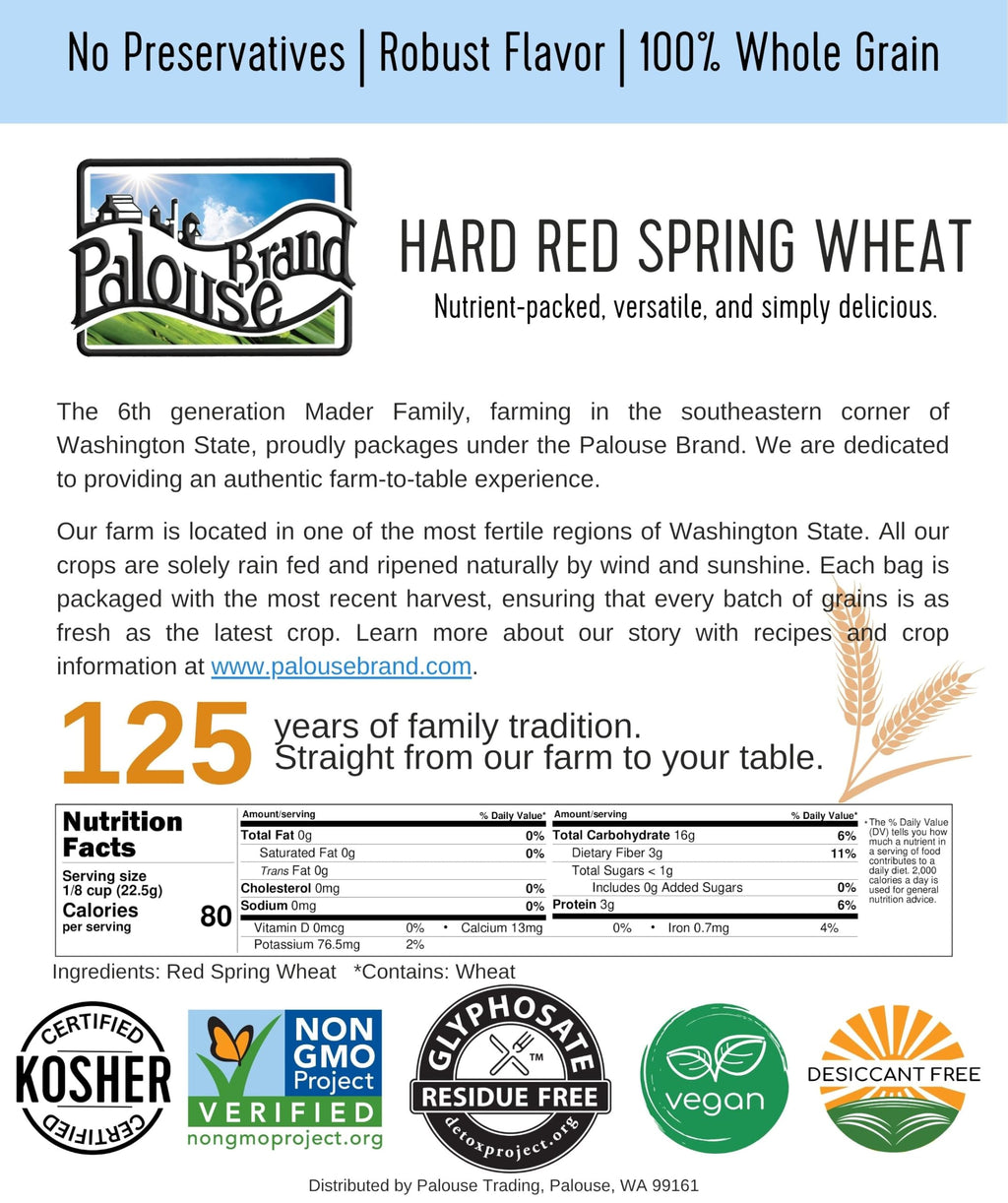 Hard Spring Wheat Berries Glyphosate Residue Free Non GMO 36 lbs