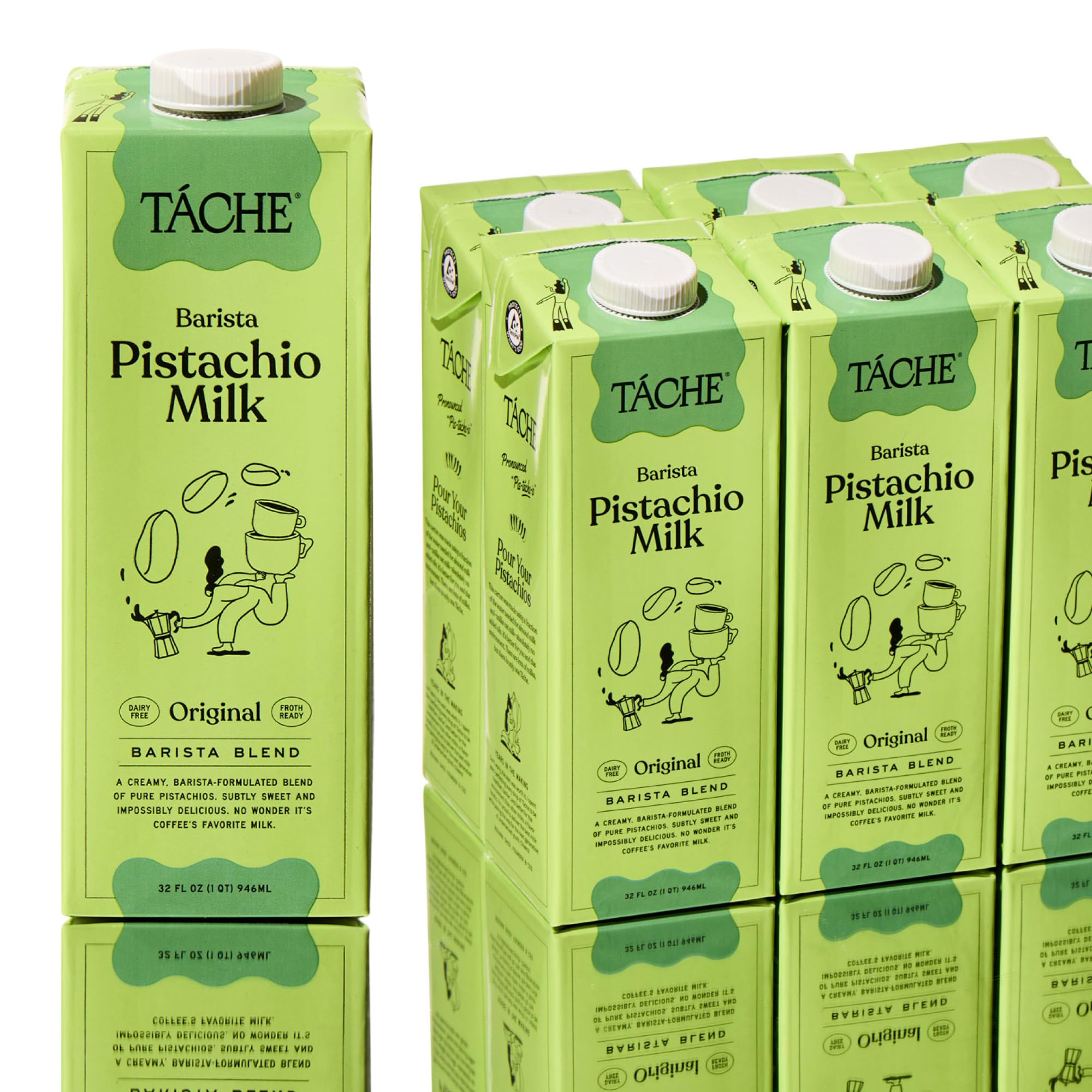 Táche Original and Unsweetened Barista Pistachio Milk Bundle, 32 oz, 6-Pack Each