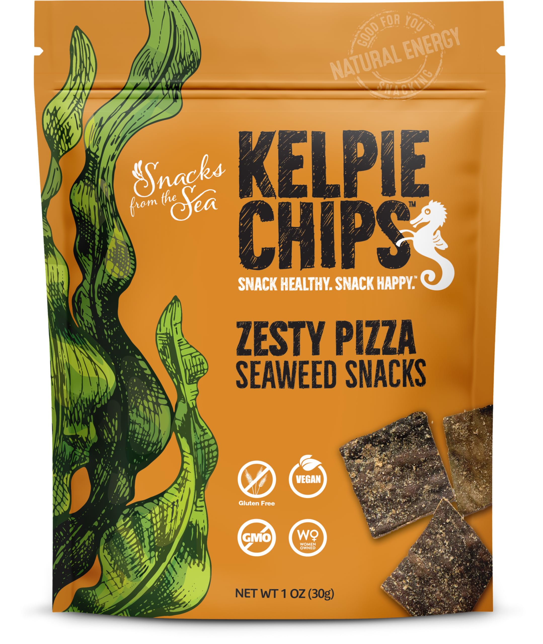 Crunchy Kelp Seaweed Chips Zesty Pizza Vegan Gluten Free 1 oz 3 Pack