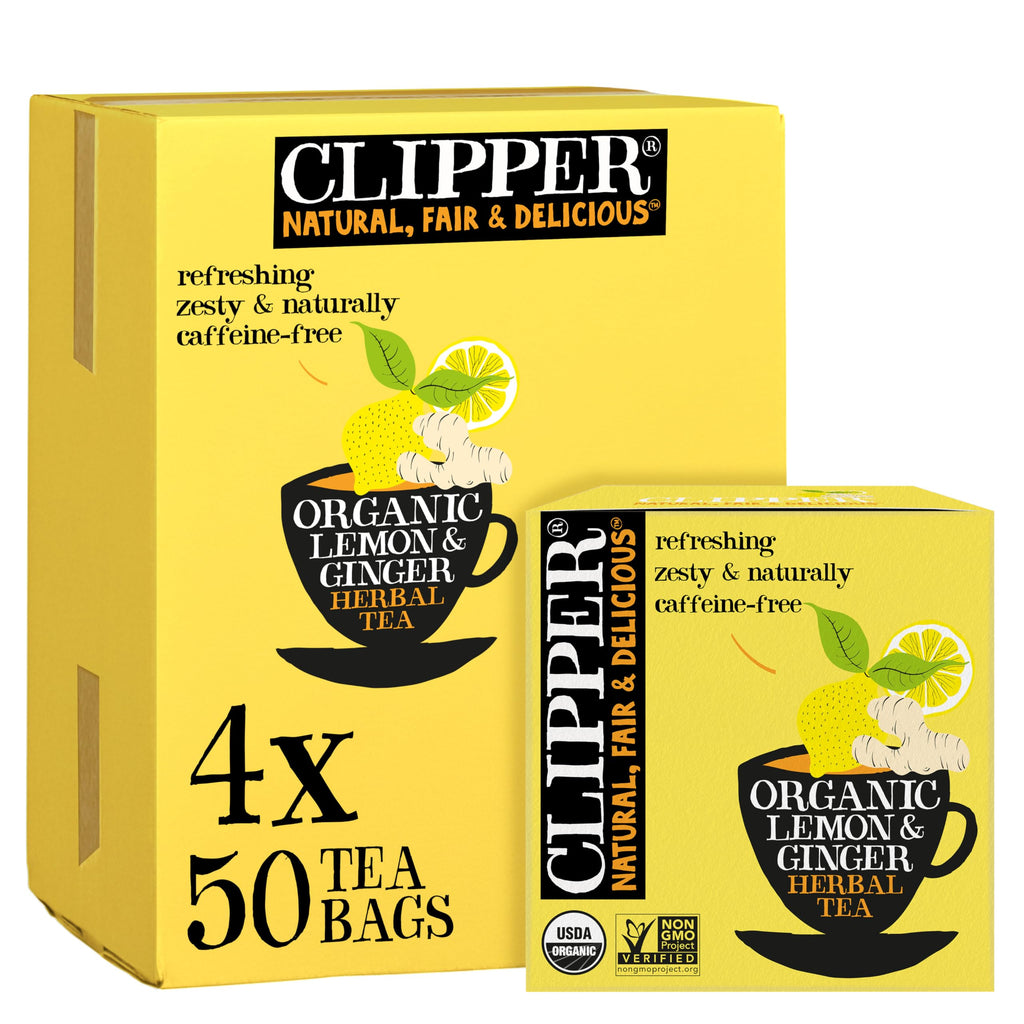 Clipper Organic Lemon & Ginger Herbal Tea, 50 Tea Bags