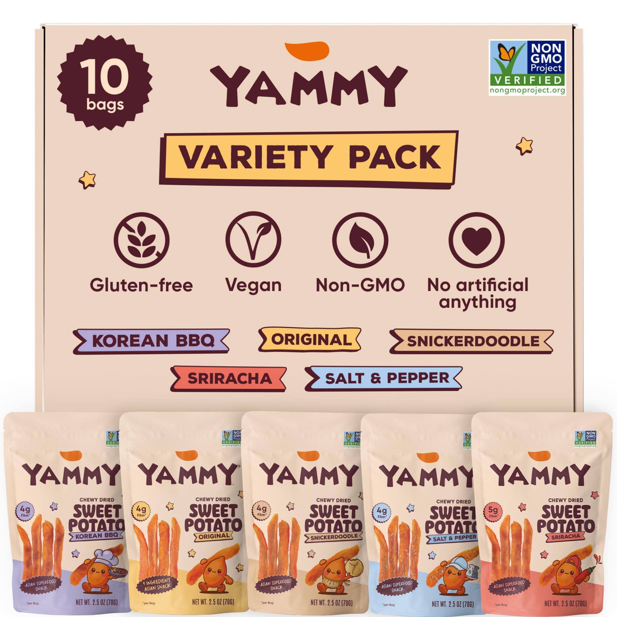 Chewy Dried Sweet Potato Sticks Variety Pack Vegan Gluten Free 10 Pack
