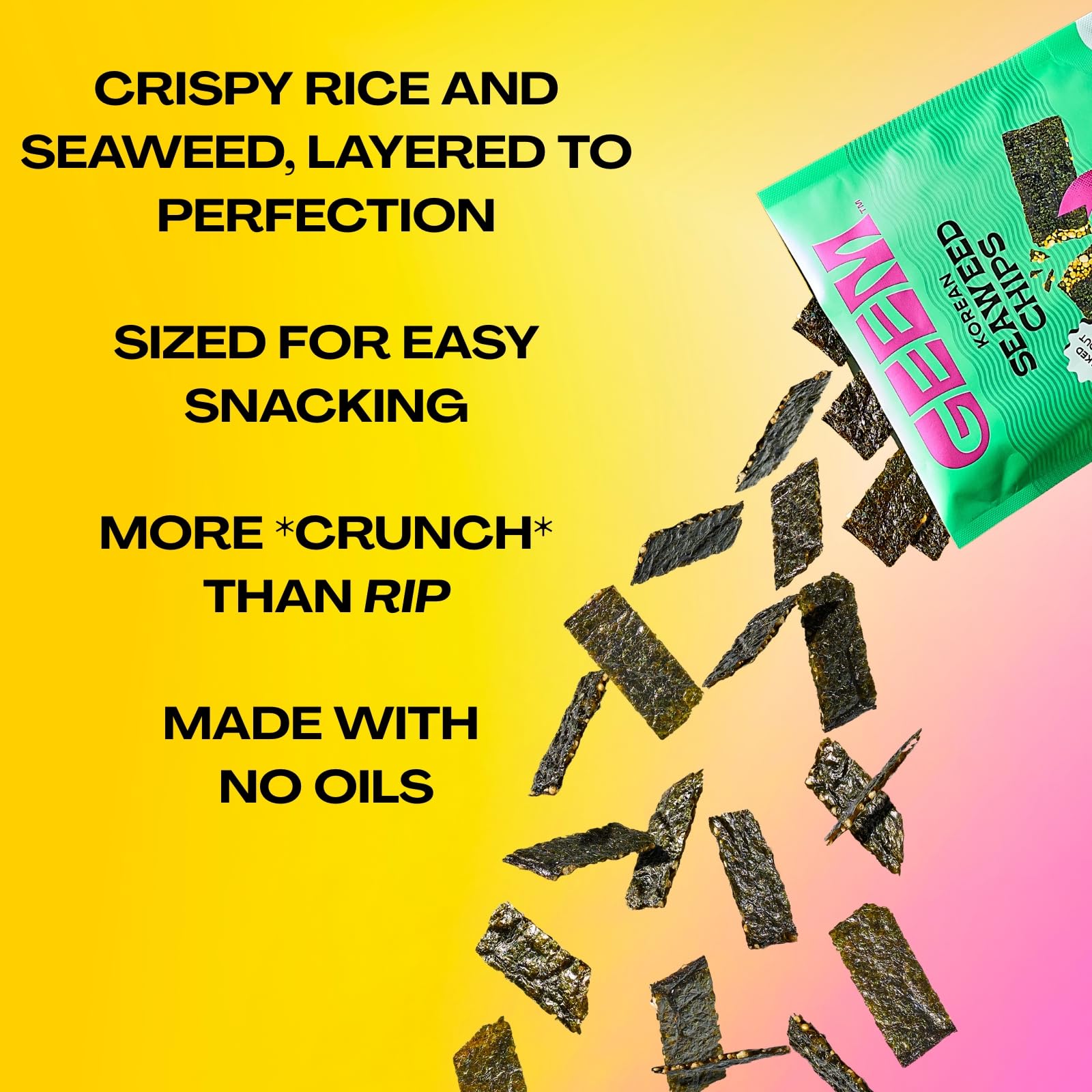 Korean Seaweed Chips with Rice Crisps & Sesame Vegan Non GMO
