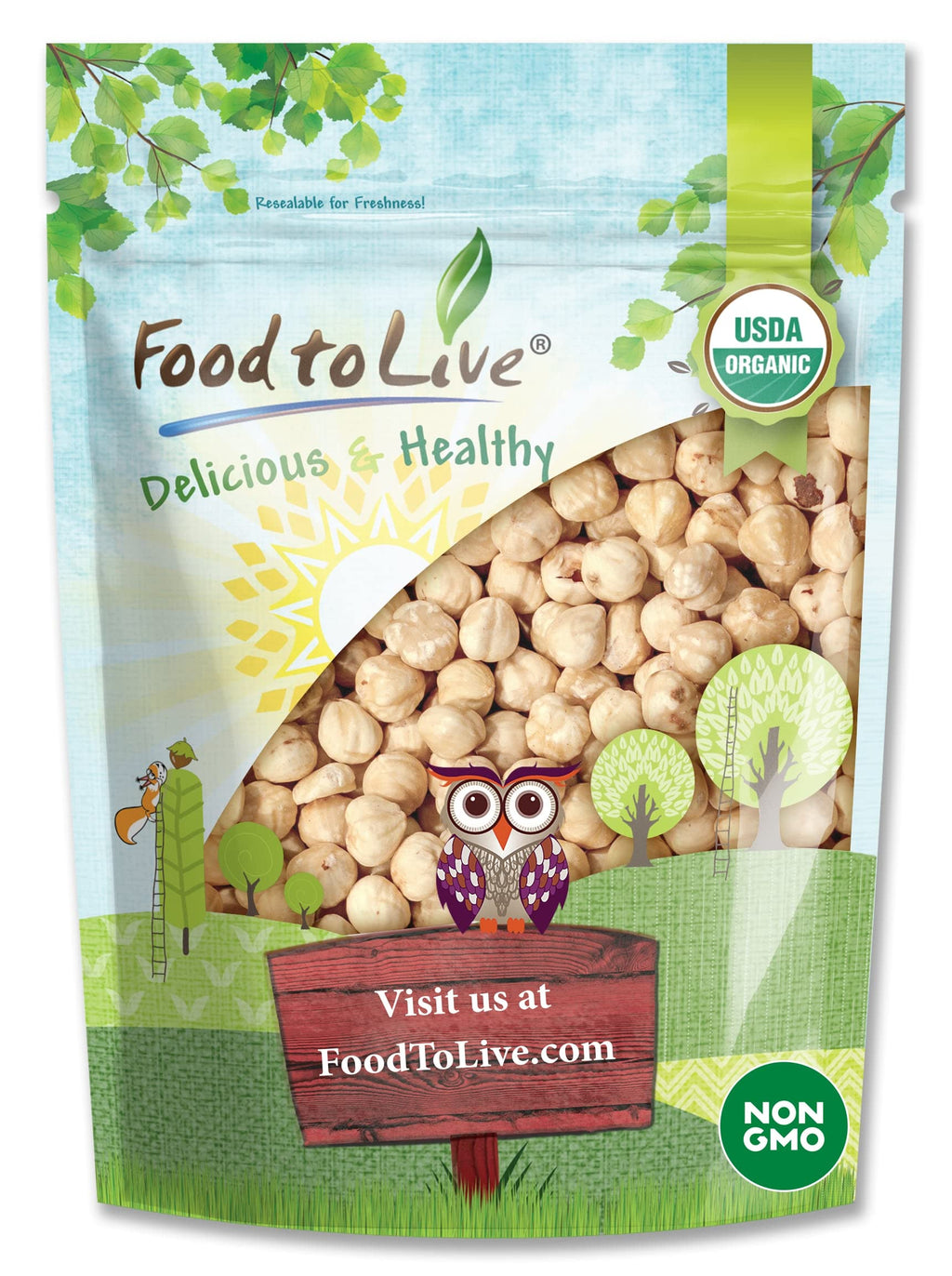 Organic Blanched Hazelnuts Raw Whole Unsalted Bulk