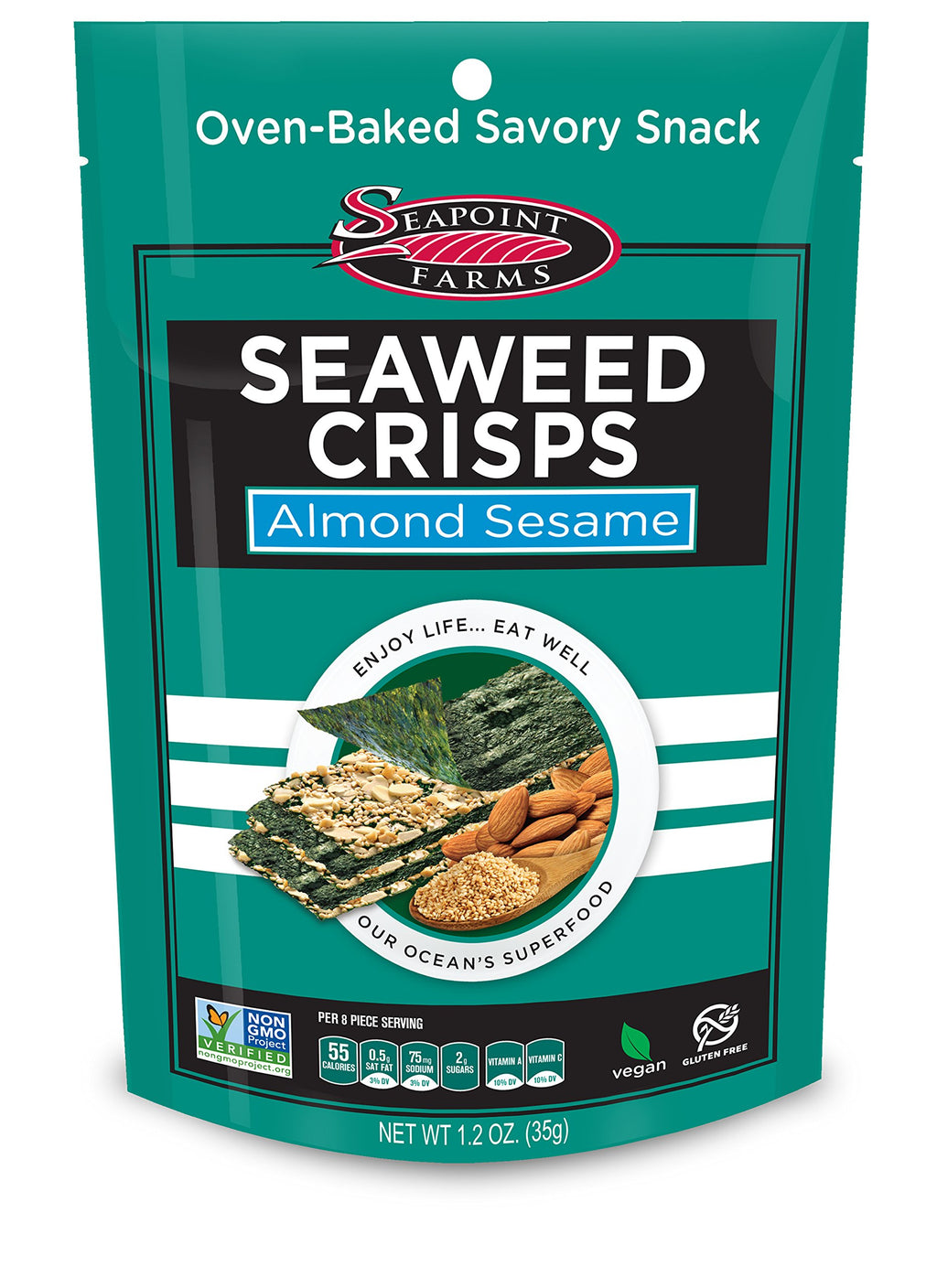 Almond Sesame Sea Salt Seaweed Crisps - Seapoint Farms