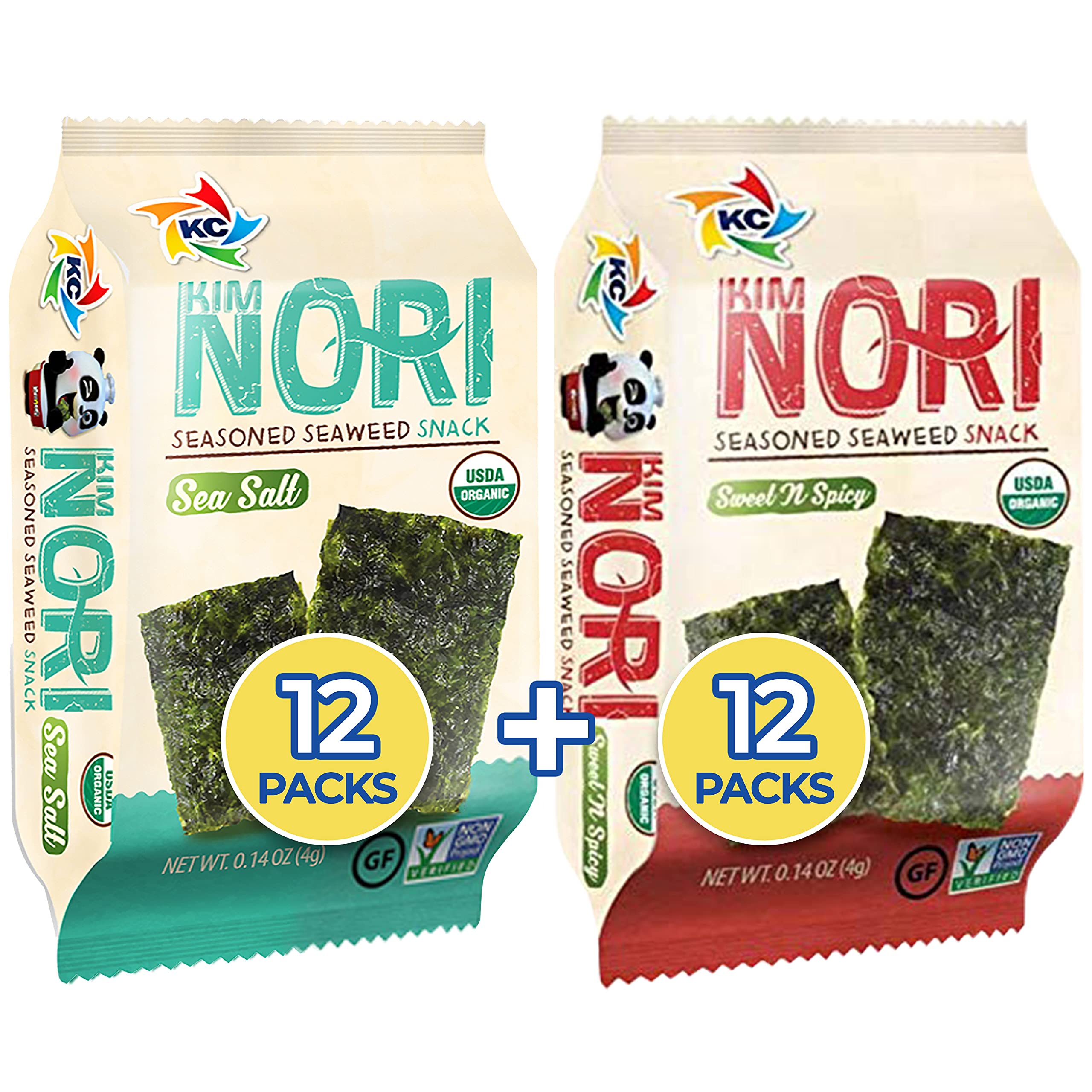 Organic Seasoned Seaweed Snack Sheets Roasted Crispy 4g 24 Pack