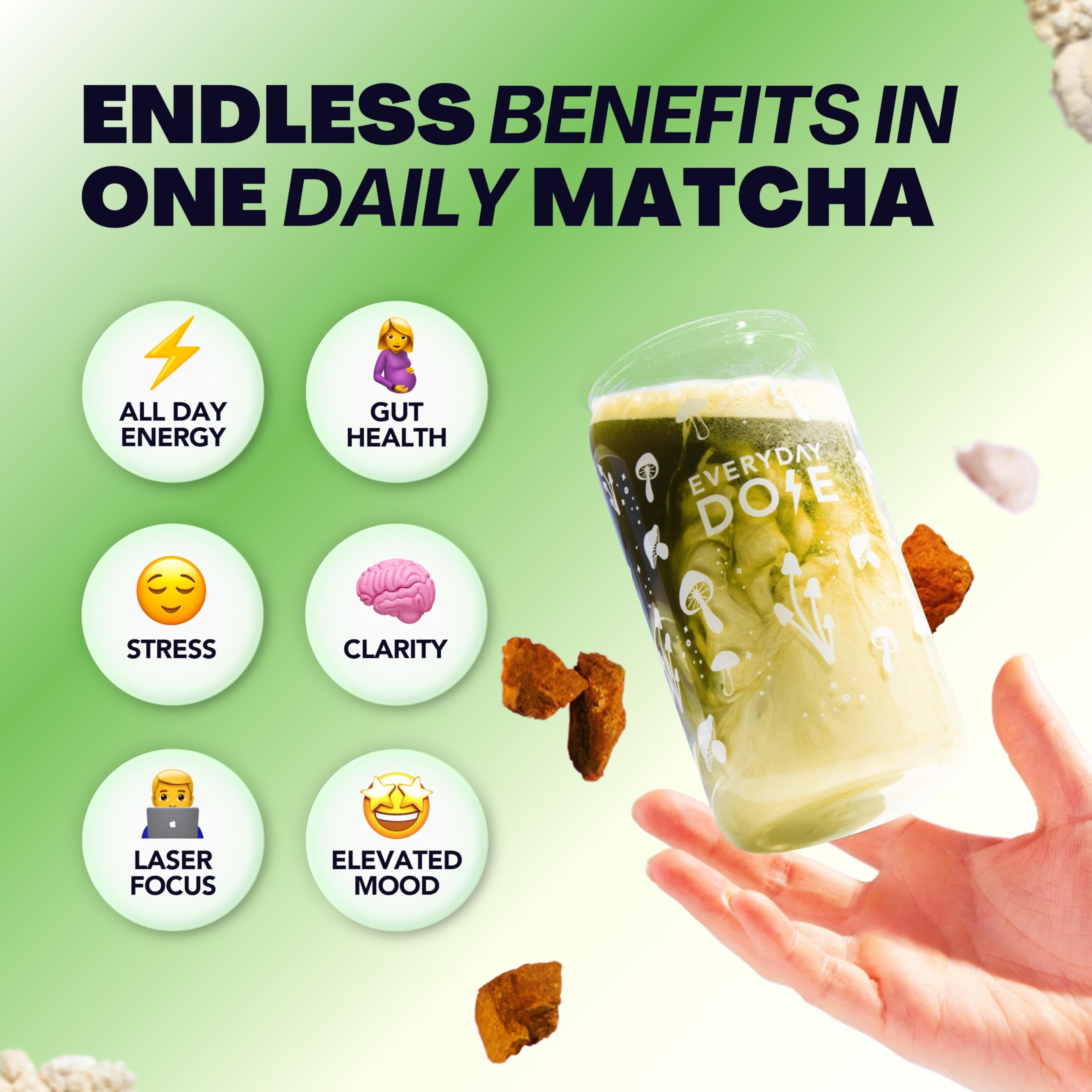 Ceremonial Grade Mushroom Matcha Powder with Collagen & L-Theanine 30 Servings
