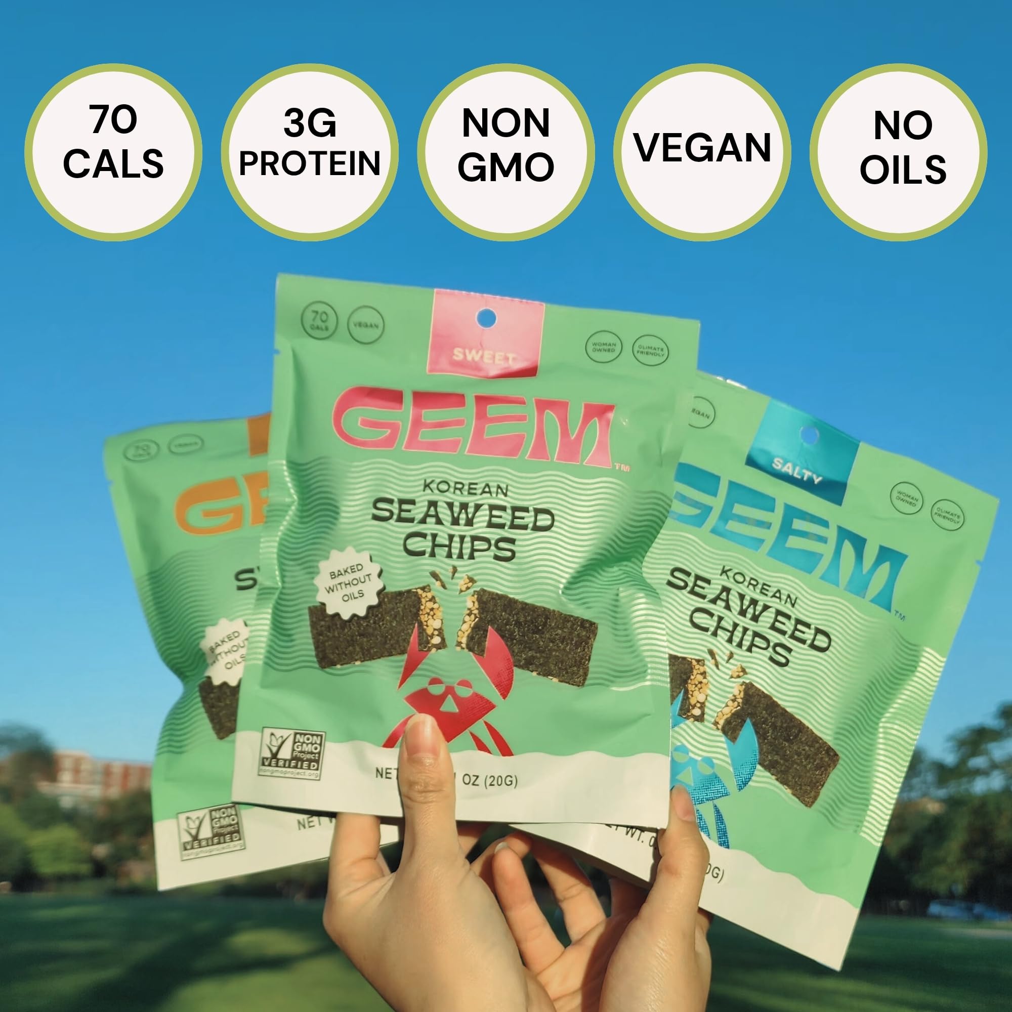 Korean Seaweed Chips with Rice Crisps & Sesame Vegan Non GMO