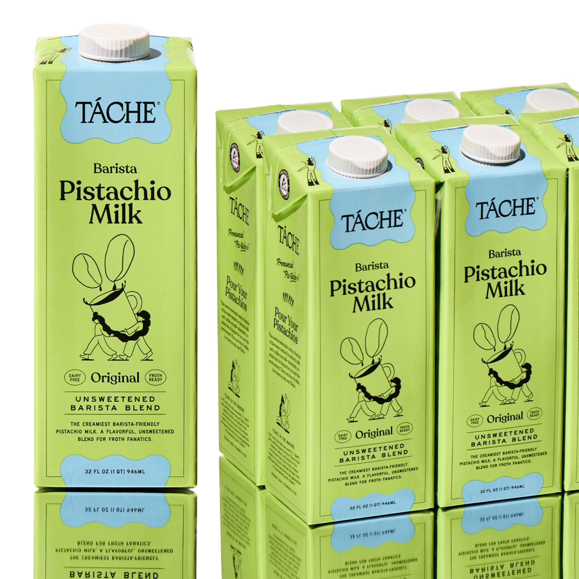 Táche Original and Unsweetened Barista Pistachio Milk Bundle, 32 oz, 6-Pack Each