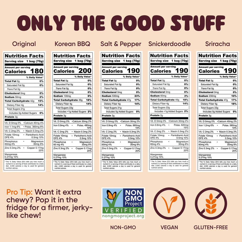 Chewy Dried Sweet Potato Sticks Variety Pack Vegan Gluten Free 10 Pack