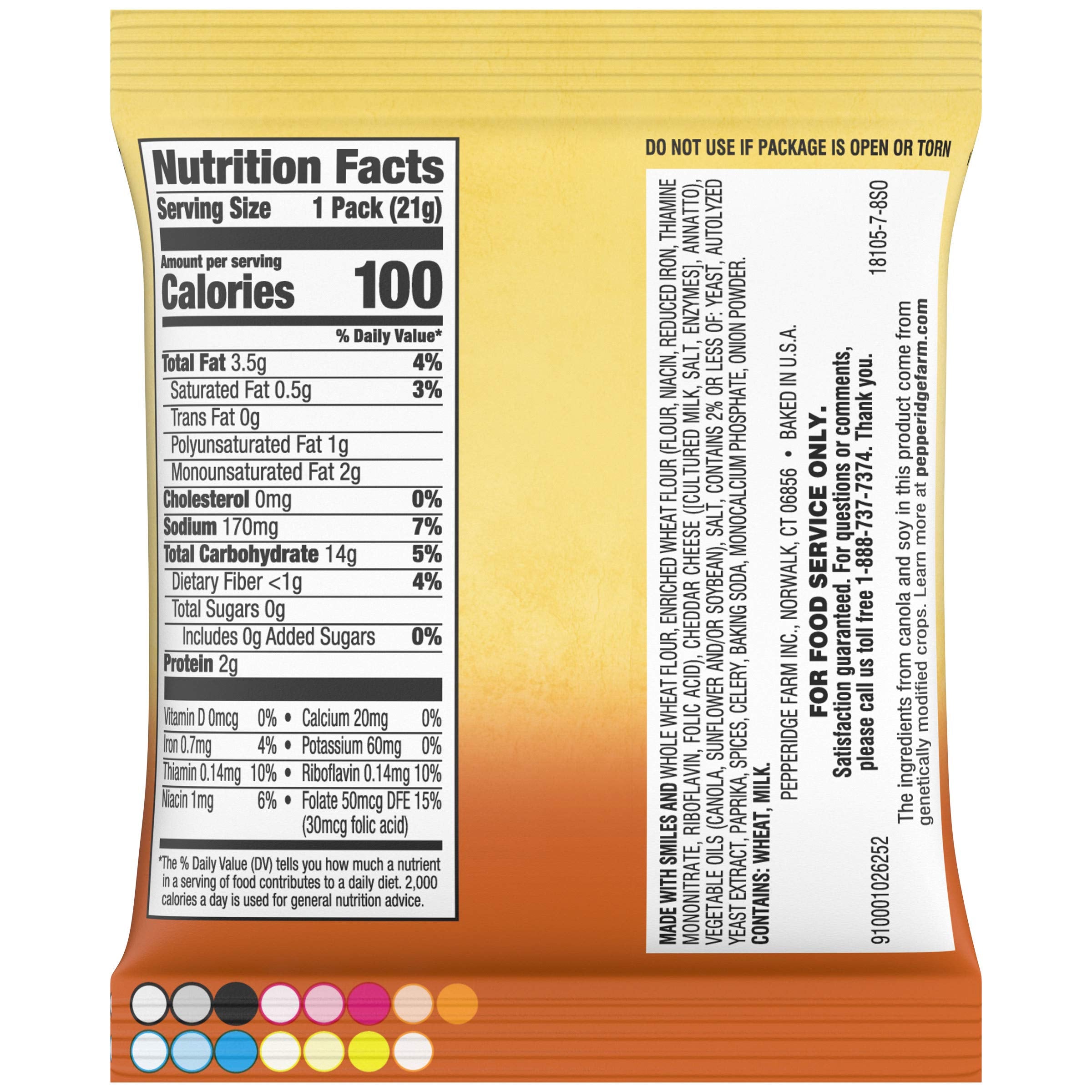 Whole Grain Cheddar Snack Crackers 0.75 oz Pack of 300