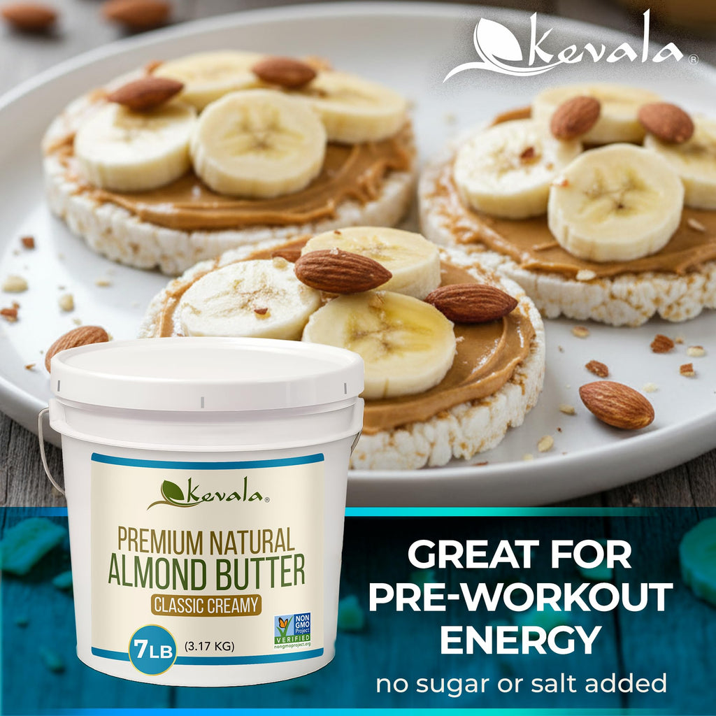 Kevala Almond Butter Creamy - 7 lb Bucket, Gluten Free, No Preservatives
