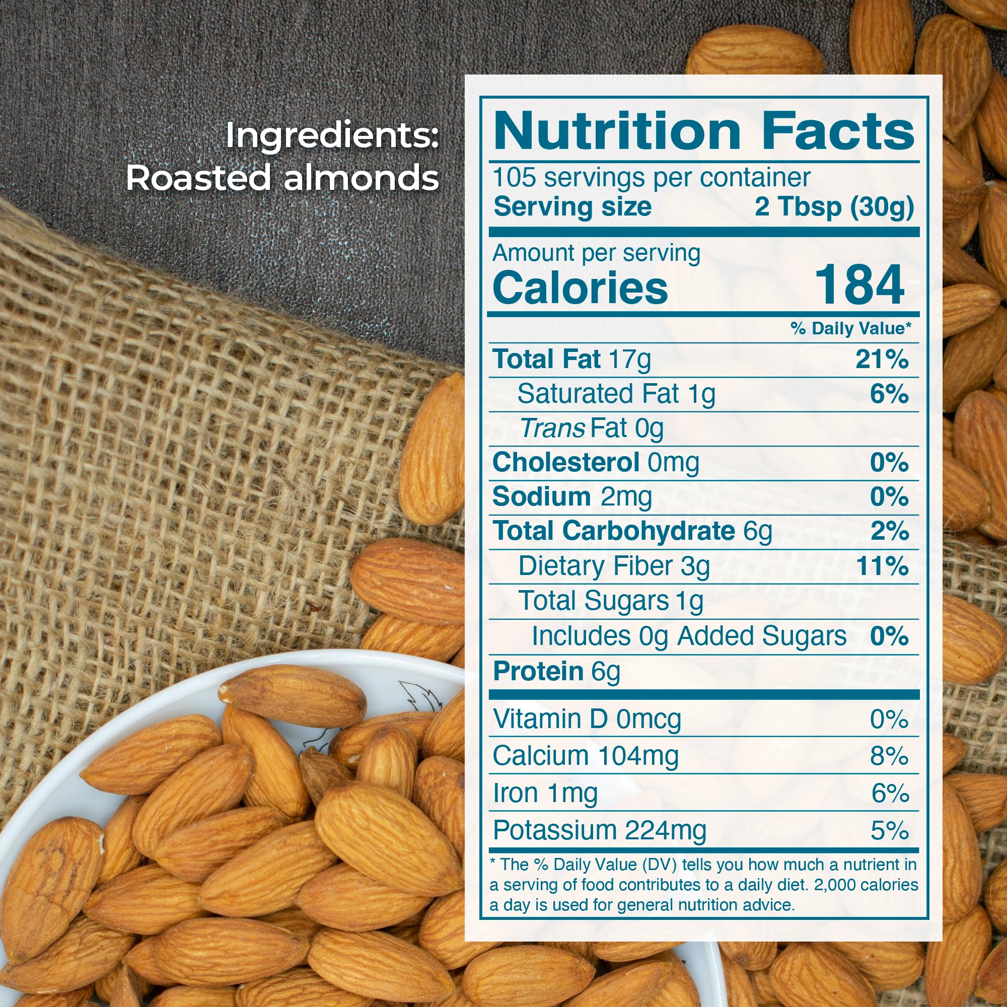 Kevala Almond Butter Creamy - 7 lb Bucket, Gluten Free, No Preservatives